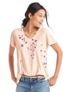 Gap Women Metallic Star Print Marled Tee - Murmur Pink