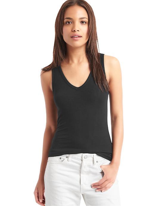 Gap Ribbed V Neck Tank - True Black