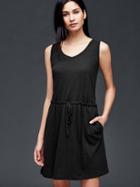 Gap Women Linen Cotton Tie Dress - True Black