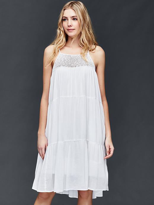 Gap Women Crochet Yoke Tier Dress - White