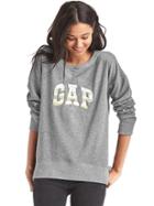 Gap Women Stripe Logo Applique Slouchy Sweatshirt - Heather Grey