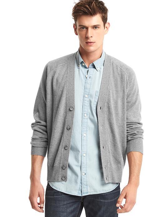 Gap Men Wool V Neck Cardigan - Light Gray