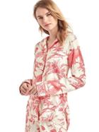 Gap Women Lodge Flannel Print Long Sleeve Sleep Shirt - Toile De Jouy Red