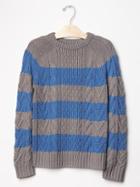 Gap Stripe Cable Sweater - Grey Heather