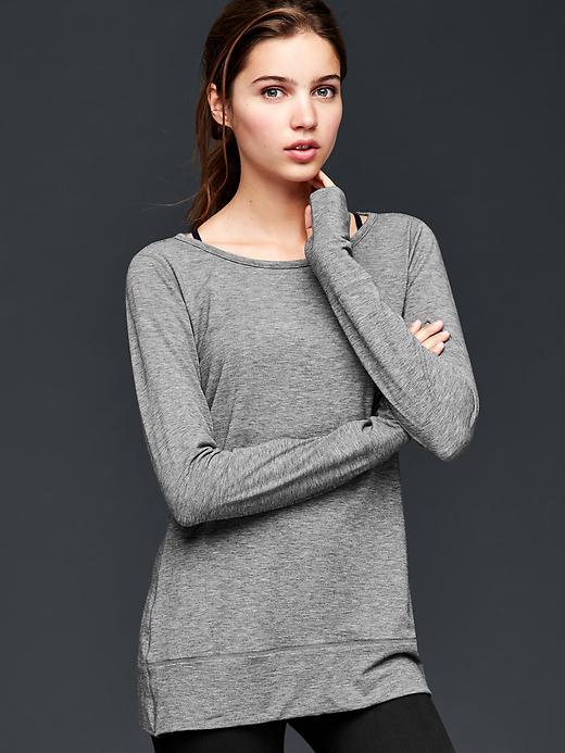 Gap Gapfit Breath V Beck Cutout Top - Heather Grey