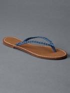 Gap Women Braid Leather Flip Flops - Peninsula Blue