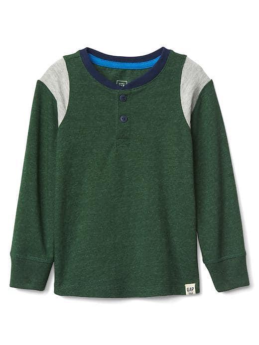 Gap Long Sleeve Slub Henley - Festivus Green