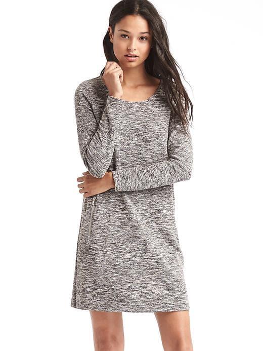 Gap Women A Line Zip Long Sleeve Dress - Space Dye Grey Marl