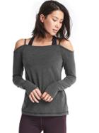 Gap Women Gapfit Breathe Off Shoulder Ballet Long Sleeve Tee - Charcoal Gray
