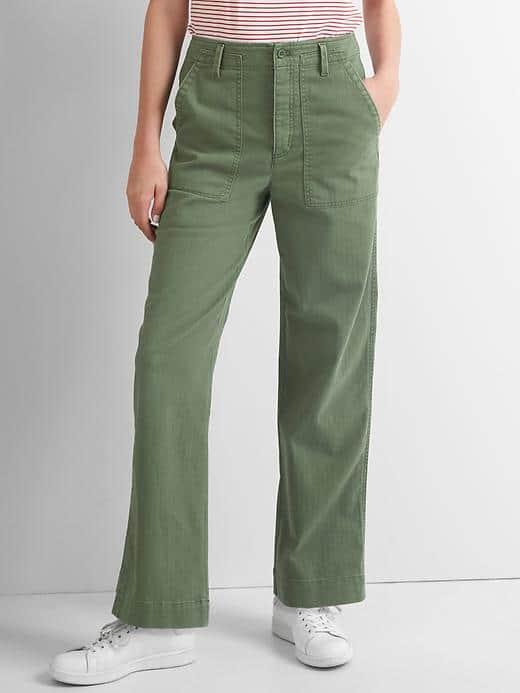 Gap Women High Rise Boyfriend Utility Chinos - Monterey Cypress