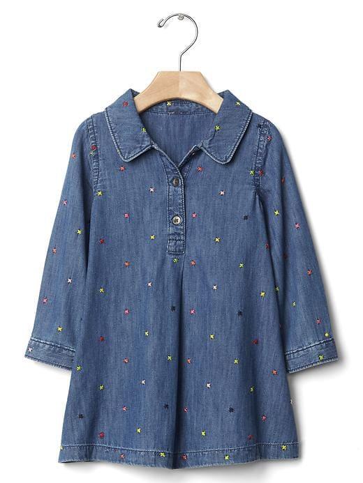 Gap 1969 Embroidered Chambray Dress - Denim