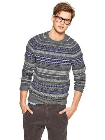 Gap Fair Isle Sweater - Heather Grey
