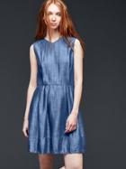 Gap Tencel Denim Fit & Flare Dress - Chambray Blue