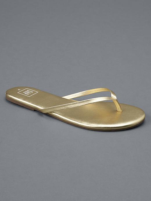 Gap Women Leather Flip Flops - Gold