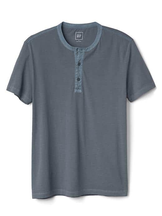 Gap Men Soft Short Sleeve Henley - Mercury Grey