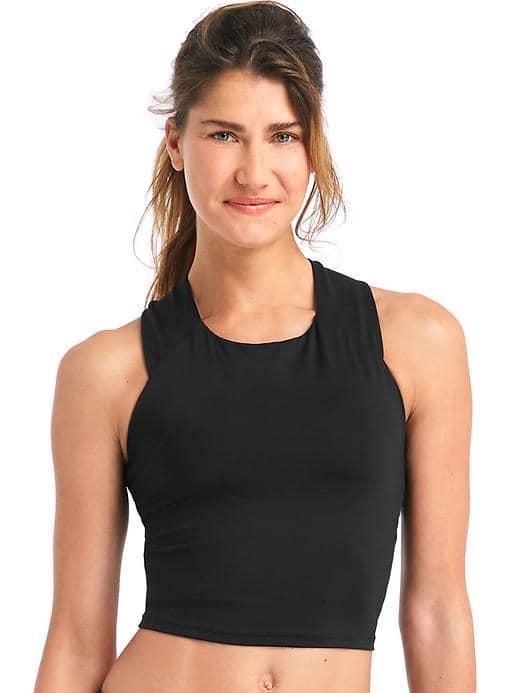 Gap Women Low Impact Crossback Shelf Crop Tank - Black