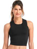 Gap Women Low Impact Crossback Shelf Crop Tank - Black