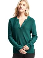 Gap Women Split Neck Pullover Sweater - Savvy Teal