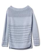 Gap Women Stripe Boatneck Sweater - Blue Heather