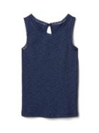 Gap Lace Trim Keyhole Tank - Blue Heather