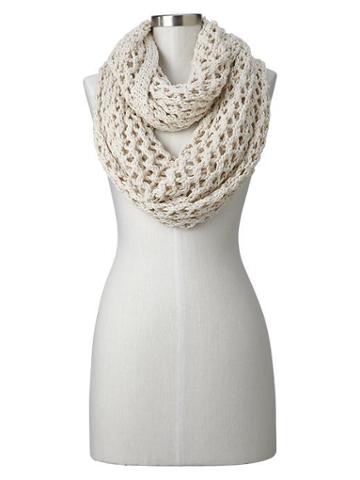 Gap Open Stitch Cowl Scarf - Cream