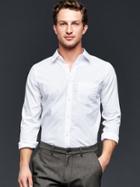 Gap Men Wrinkle Resistant Solid Shirt Slim Fit - Optic White