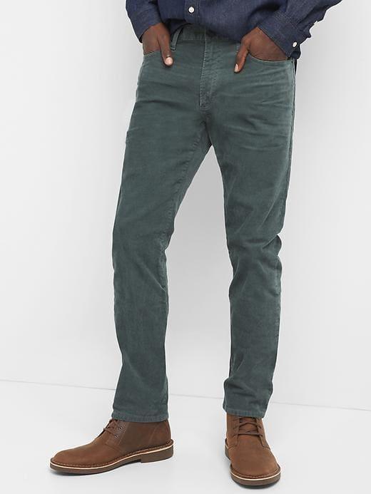 Gap Men Stretch Slim Fit Cords - Dark Olive