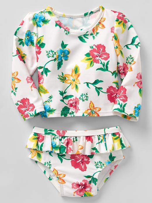 Gap Floral Rashguard Ruffle Swim Two Piece - Floral