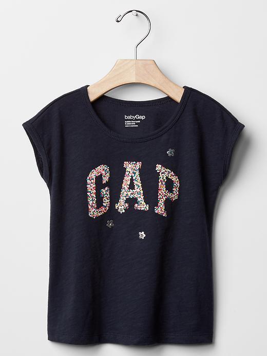 Gap Floral Glitter Logo Tee - Blue Galaxy