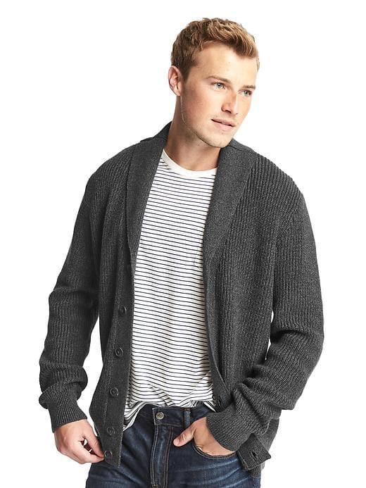 Gap Men Ribbed Shawl Collar Cardigan - Moonless Night