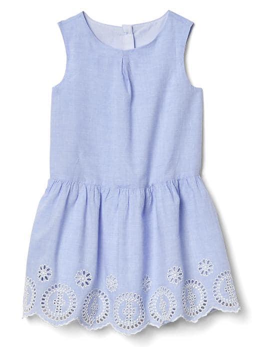 Gap Eyelet Drop Waist Dress - Blue Creek