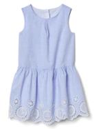 Gap Eyelet Drop Waist Dress - Blue Creek