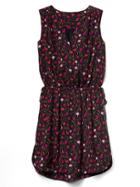 Gap Women Sleeveless Tie Waist Shirtdress - Black Floral