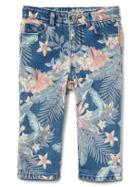 Gap Stretch Tropic Floral Straight Crop Jeans - Light Grey / Shadow