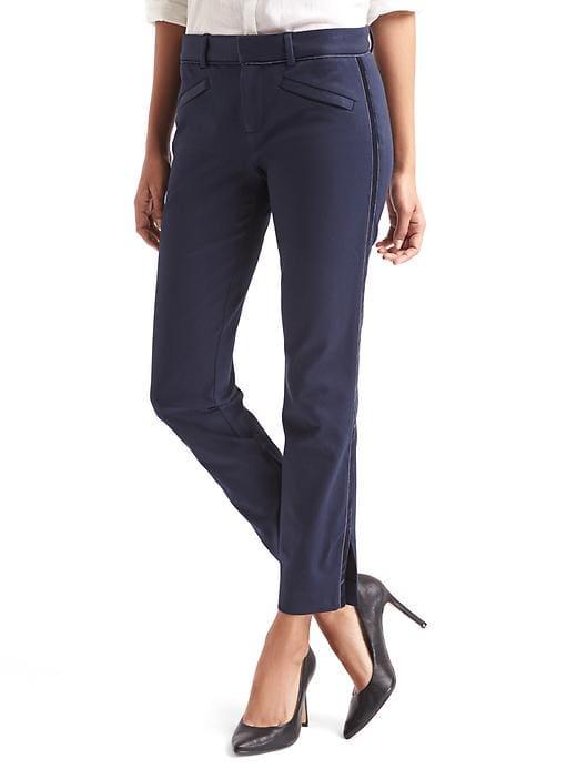 Gap Women Bi Stretch Skinny Ankle Velvet Trim Pants - True Indigo
