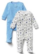 Gap Puppy Stripes Zip Footed One Piece 2 Pack - Multi