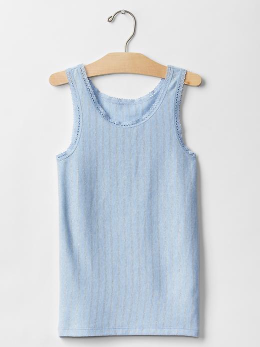 Gap Ribbed Lace Tank - Blue Heather