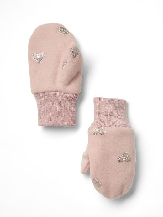 Gap Pro Fleece Glitter Print Mittens - Pink Standard