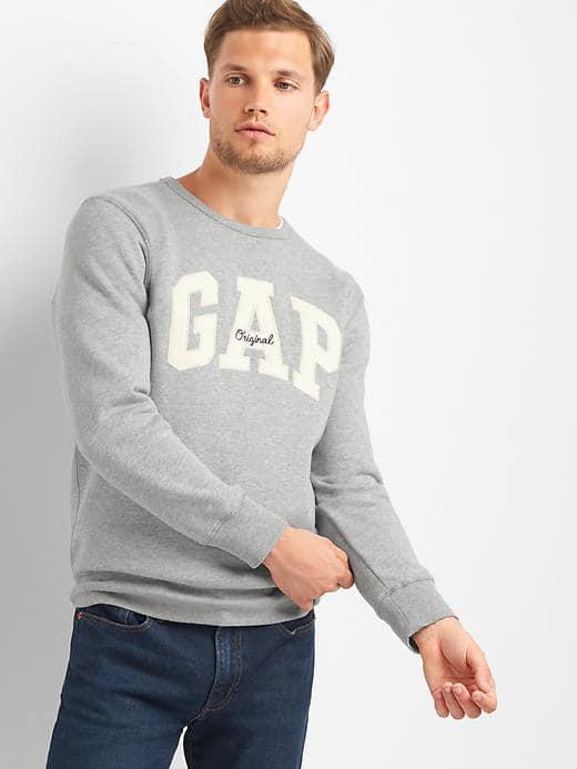 Gap Men Logo Fleece Crewneck Pullover - New Heather Grey