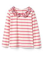 Gap Woven Collar Long Sleeve Tee - Pink Stripe
