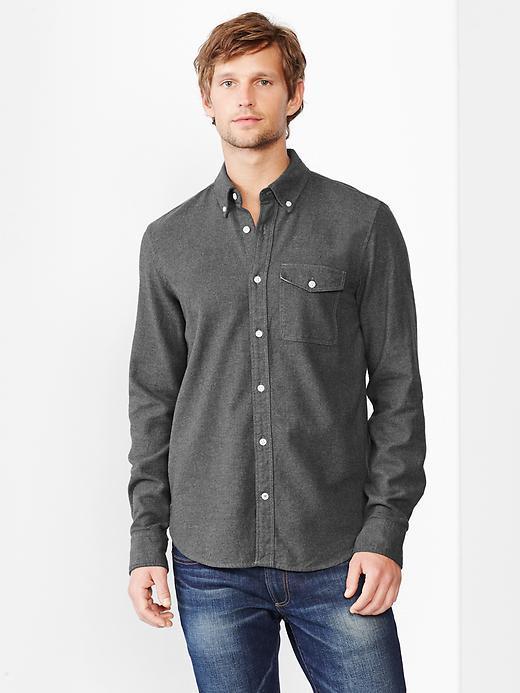 Gap Men Heathered Flannel Shirt - Charcoal Heather