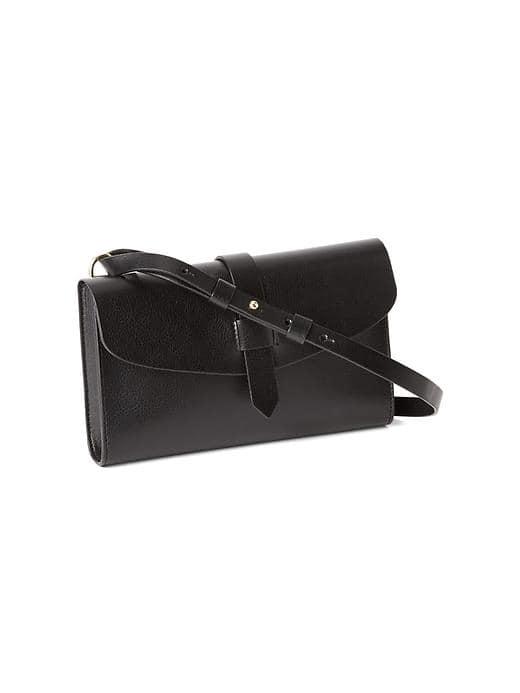 Gap Women Faux Leather Envelope Crossbody Bag - Black