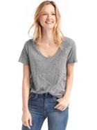 Gap Women Star Outline Scoop Neck Tee - Charcoal Gray