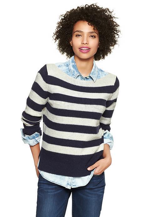 Gap Striped Boatneck Pullover - Navy