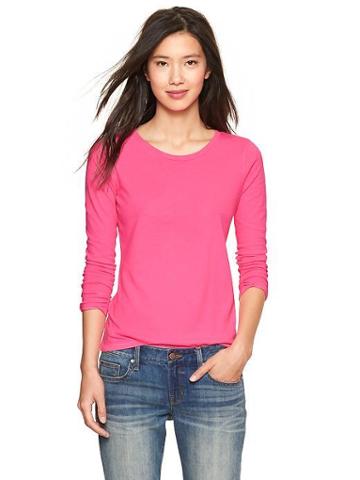 Gap Essential Long Sleeve T - Neon Malibu Pink