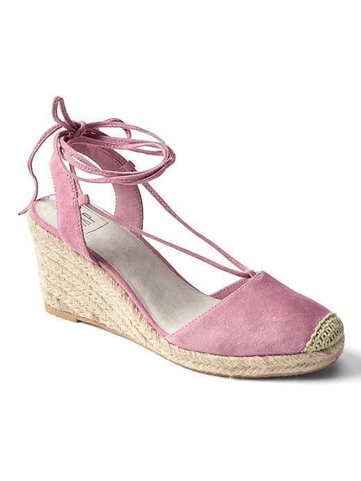 Gap Women Lace Up Espadrille Wedges - Rose