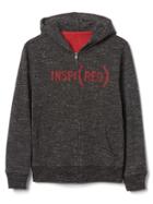 Gap Men X Red Fleece Zip Up Hoodie - Grey Heather