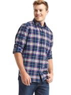 Gap Men Flannel Multi Plaid Standard Fit Shirt - Tapestry Navy