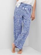 Gap Women Dreamwell Sleep Pants - Casitas Tiles Blue