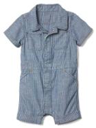 Gap Railroad Stripe Denim Shorty One Piece - Blue Railroad Stripe